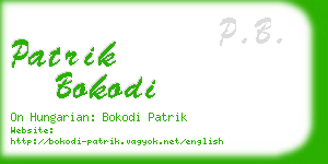 patrik bokodi business card